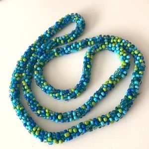 Green and blue beaded necklace